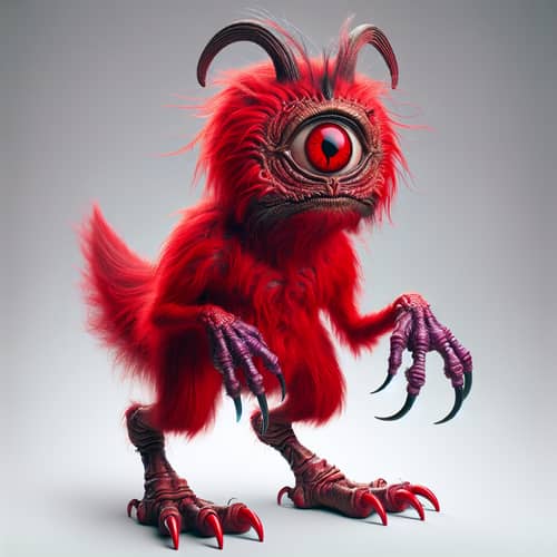 Red-Furred Dinosaur-Like Creature with Menacing Appeal