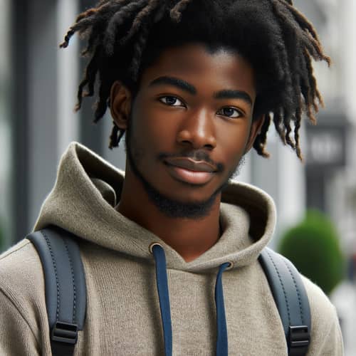 Chinese Descent Black Male in Casual Clothing