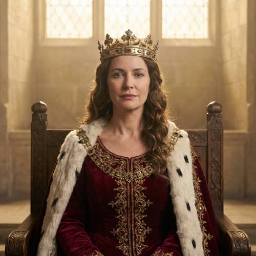 Regal Elegance: Woman in Crown and Red Robes Regal Elegance: Woman in Crown and Red Robes