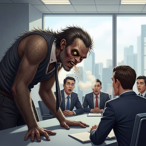 Meeting with a Disgusting Freak - Funny Illustration