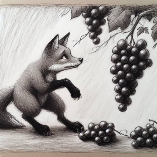 Fox and Grapes Fable Illustration