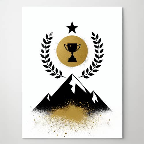 Minimalistic Art of Triumph: Black, White & Gold Palette