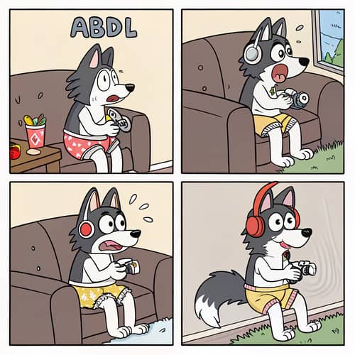 Humorous Comic Strip of a Collie's Mishap