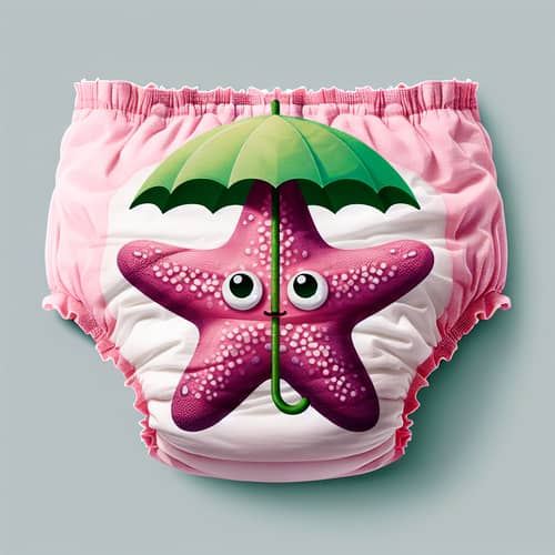 Pink Starfish with Green Umbrella Pattern on Diaper