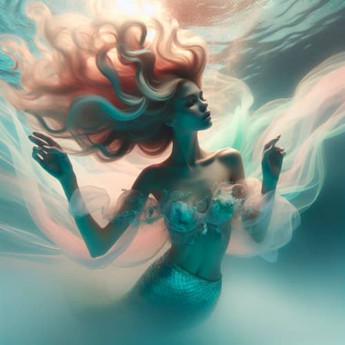 Ethereal Mermaid: Dreamlike Underwater Fantasy in Pastel Colors