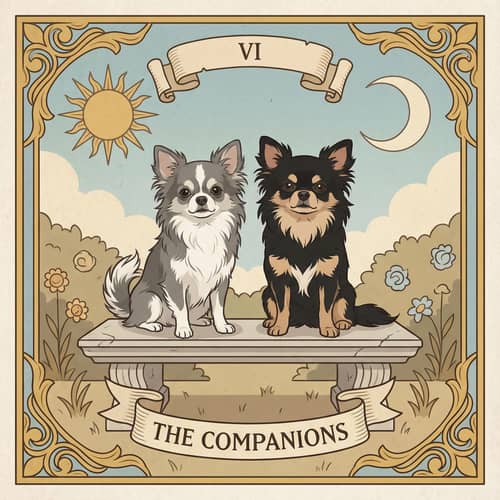 Chihuahua Tarot Card Illustration in Vintage Style Chihuahua Tarot Card Illustration in Vintage Style