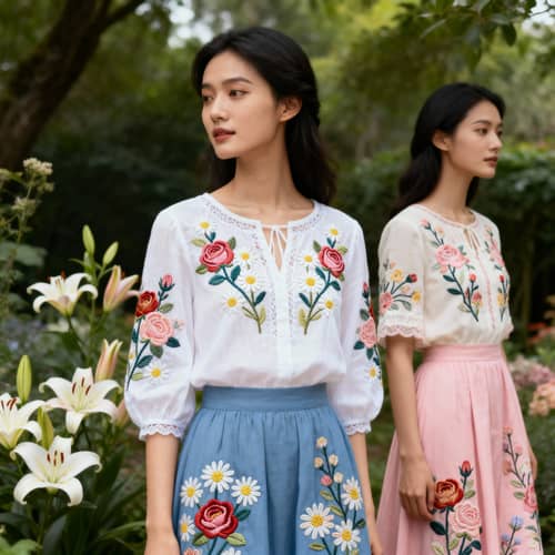 Hand-Embroidered Floral Fashion Collection Hand-Embroidered Floral Fashion Collection