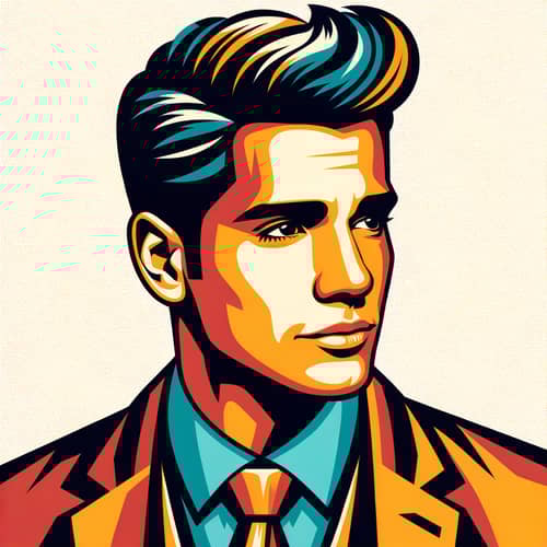 Stylized Icon of Confident South American Male Singer