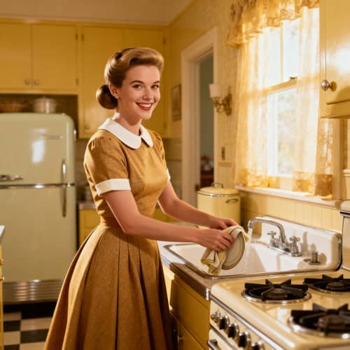 Classic 1950s Housewife in a Stunning Kitchen