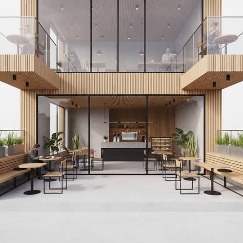 Stylish Minimalist Loft Coffee Shop Design