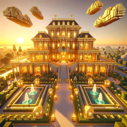 Opulent Golden Mansion in Minecraft Game World