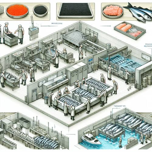 Modern Fish Production Facility: Caviar, Gutting, Filleting & Freezing