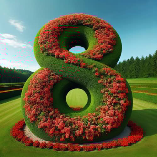 Number 8 Lined with Red Flowers