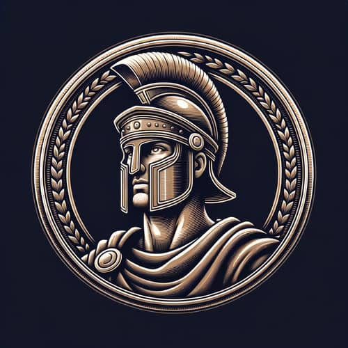 Male Roman Military Strategist Carved Cryptocurrency Coin Design