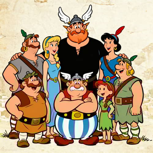 Cartoon Based on Original Group Photo in Gaulish Style Cartoon Based on Original Group Photo in Gaulish Style