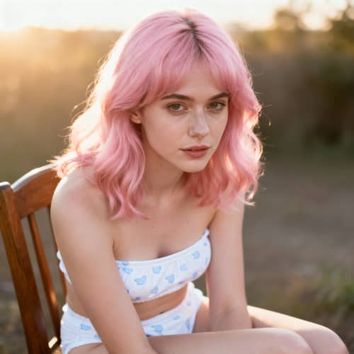 Pink Haired Adult Girl in Diaper