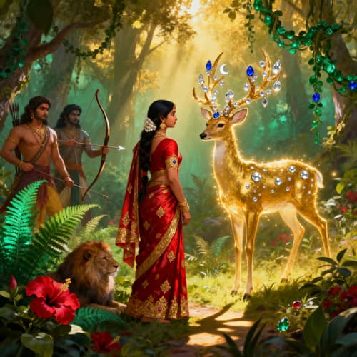 Sita and the Enchanting Golden Deer from Ramayana