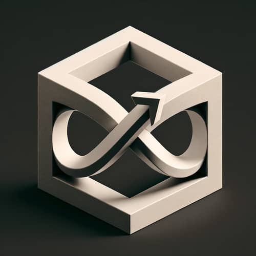 Infinity Symbol with Arrow in Rounded Box | Limitless Concept