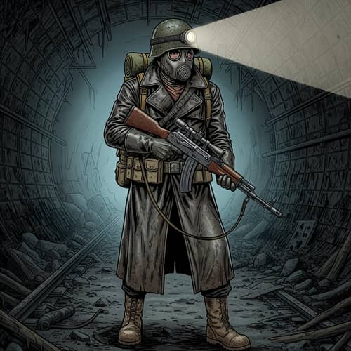 Metro 2033 Comic Art: Stalker in a Dark Tunnel
