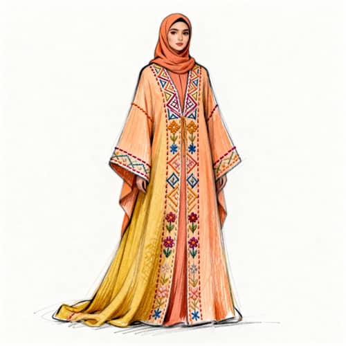 Stylish A-Line Abaya with Unique Stitches