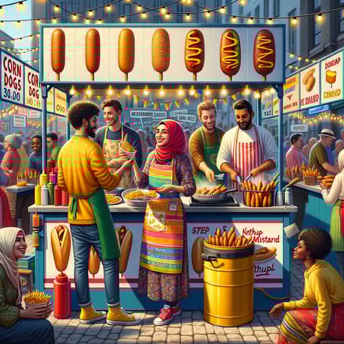Vibrant Corn Dog Stall: Diverse Culinary Experience