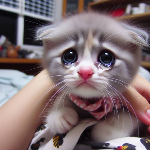 Crying Cat - Adorable Feline in Tears