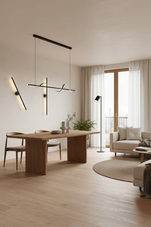 Instagrammable Dining & Living Room with Unique Lamps