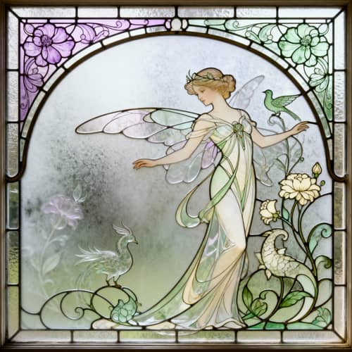 Fairy-Tale Pattern on Art Nouveau Window