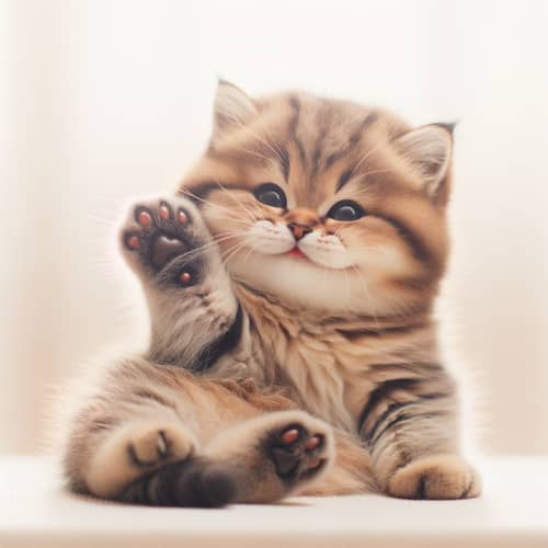 Happy Cat Waving | Cheerful Feline with Paw Raised