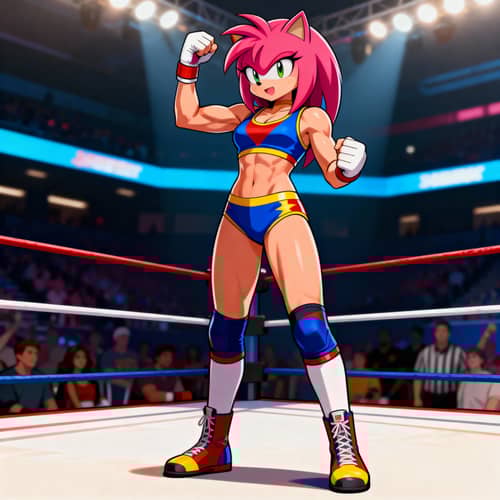 Amy Rose in Wrestling Gear - Full Body Showcase