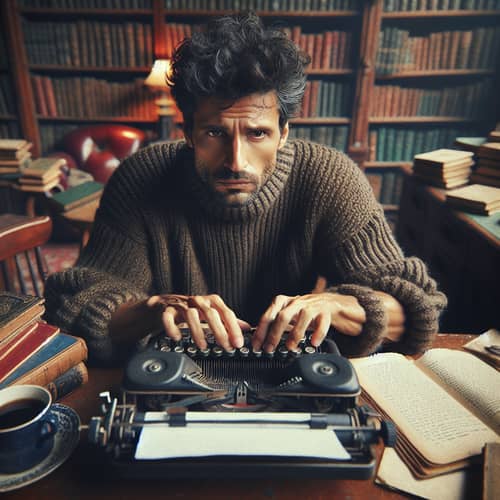 Hispanic Author Immersed in Thought | Writing Inspiration