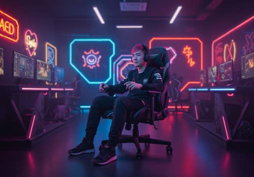 Futuristic Neon Gaming Room with RGB Lighting