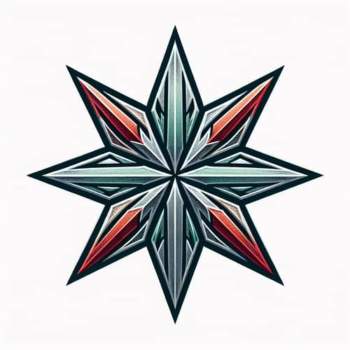 Six-Pointed Star in Metallic Red, Green & Silver