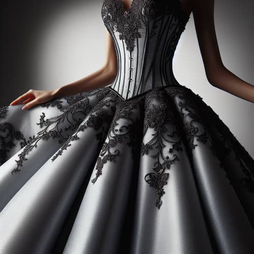 Elegant Silver and Black Ball Gown for Regal Events