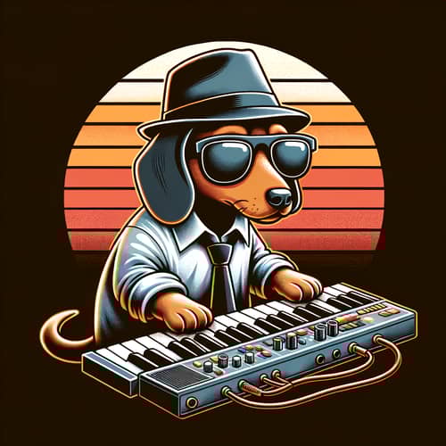 Cartoon Dachshund Musician Vector Graphic Design