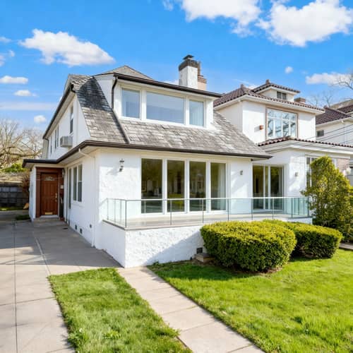 Stylish White Stucco House with Glass Railing