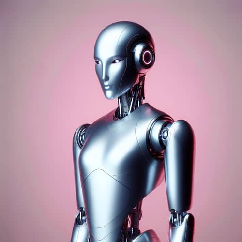 Futuristic Robot on Pink Background | Advanced Technology