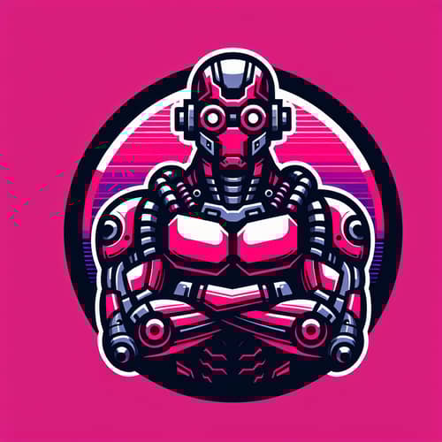 Masculine Futuristic Bot Logo in Pink Background