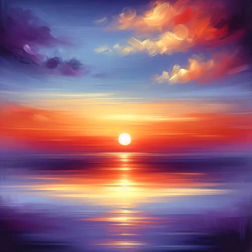 Tranquil Sunset Impressionist Painting