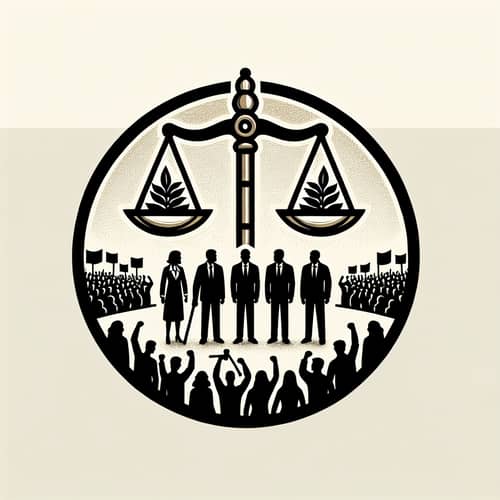 Justice Advocates Logo: Team of 10 vs. Crowds for Fairness