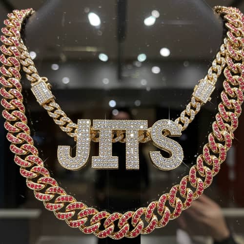 Sparkling JITS Cuban Link Chain - Diamond Elegance