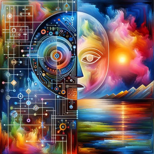 AI Performing Math Calculations and Creating Art - Abstract Representation
