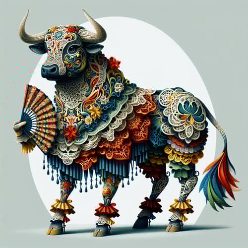 Spanish-Inspired Fantasy Creature with Festive Costume