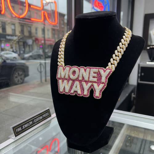 Money Wayy Cuban Link Chain with Red Diamonds Money Wayy Cuban Link Chain with Red Diamonds