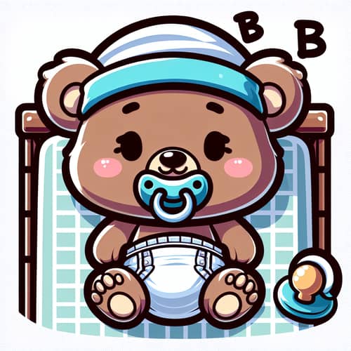 Adorable Newborn Bear Cub in Diaper Sleeping Peacefully