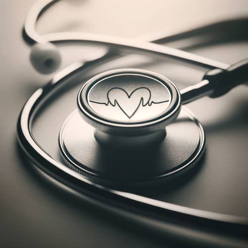 Stethoscope with Heart Line Pattern in Clinical Portrait