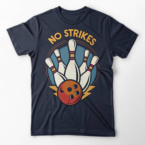 No Strikes Bowling T-Shirt Design