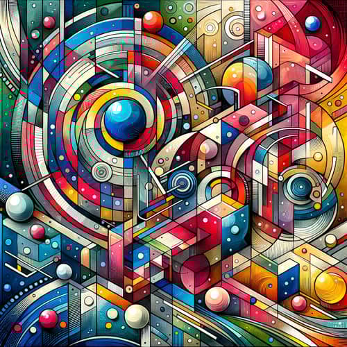 Vibrant Abstract Art with Geometric Shapes and Brush Strokes