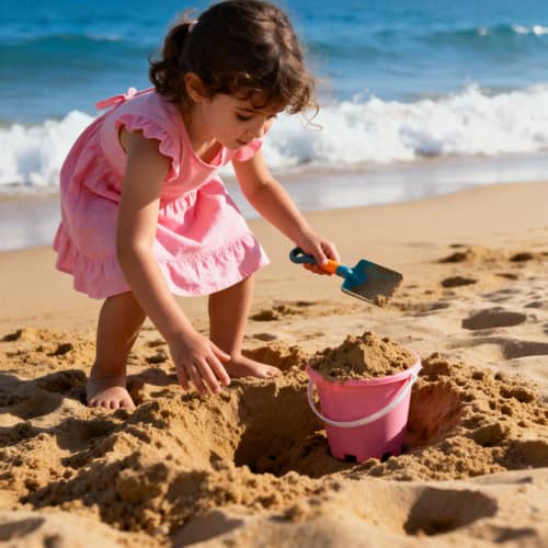 Little Girl Playing at the Beach | Fun Summer Memories Little Girl Playing at the Beach | Fun Summer Memories