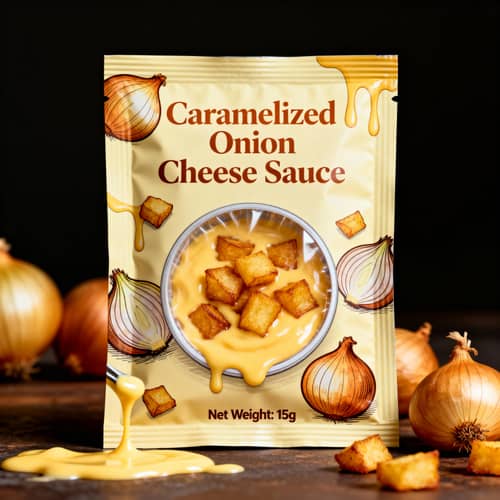 Aesthetic Caramelized Onion Cheese Sauce Packaging Aesthetic Caramelized Onion Cheese Sauce Packaging